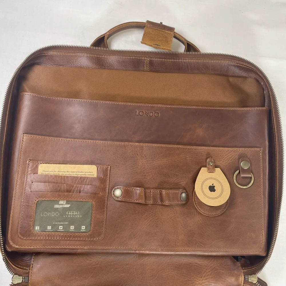 Full Grain leather handmade small batch retired Urban Briefcase Travel Bag NWOT